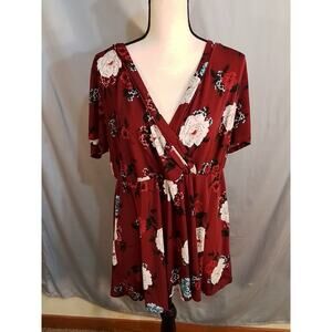 Torrid  dark red floral blouse
